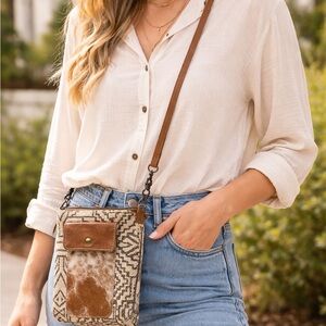 Myra Bag Rustic Brown and Cream Crossbody